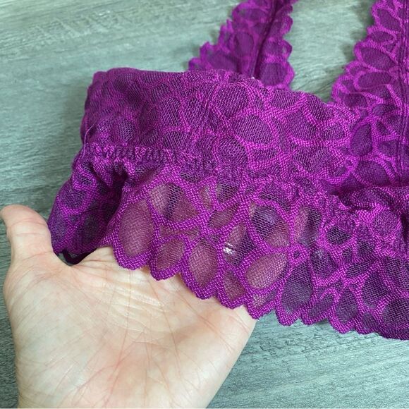 PINK Victoria’s Secret Lace Bralette Purple Small Adjustable Vacation Boho - Picture 6 of 9